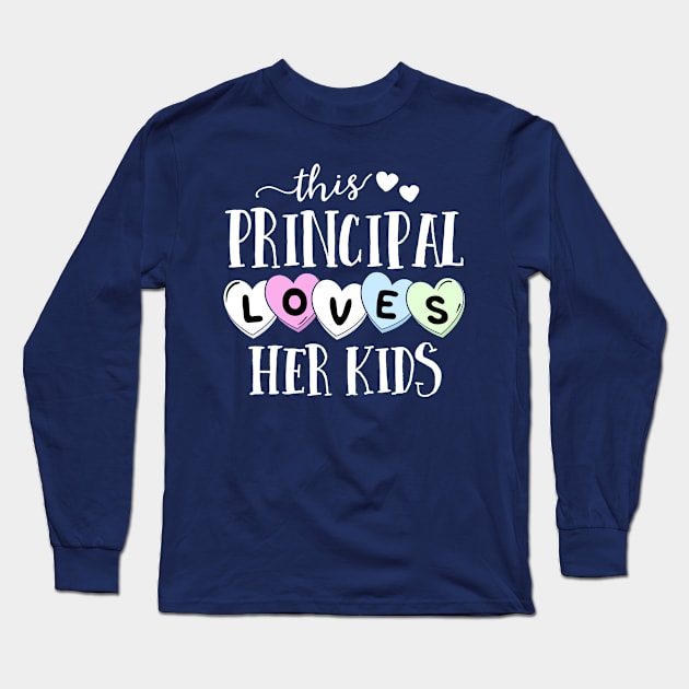 Principal Loves Her Kids Hearts School Teacher Valentine Long Sleeve T-Shirt by 14thFloorApparel